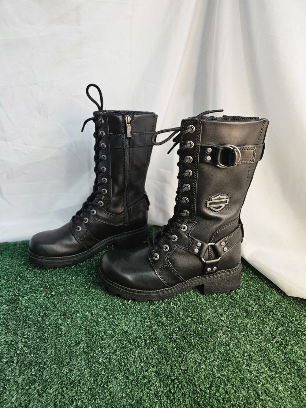 NEW Harley Davidson Eda 9-Inch Boots Moto Boots Grain Leather D83736 Womens 9